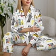 thumbnail image 6 of Honeii New York print Women's Pajama Sets Long Sleeve Button Down Sleepwear Nightwear Soft Pjs Lounge Sets-X-Large, 6 of 7