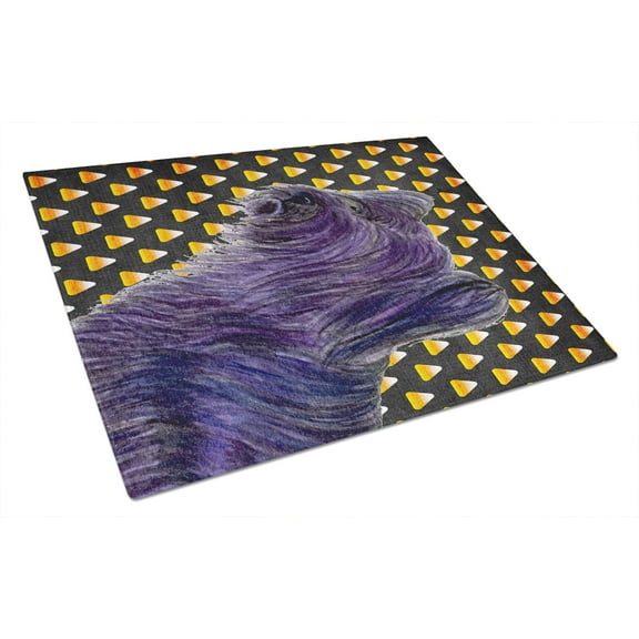 Caroline's Treasures Skye Terrier Candy Corn Halloween Portrait Glass Cutting Board Large