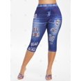thumbnail image 3 of Más el tamaño de la bandera americana 3D Imprimir recortada Jeggings Rosegal Leggings de talla grande, 3 of 5