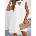 thumbnail image 3 of Women V-Neck Floral Printed A-Line Elegant Dresses Sleeveless Sundress Casual Boho Dress White XL, 3 of 7