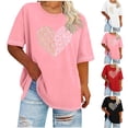 thumbnail image 2 of Otvok Women's Heart Print Day Plus Size Round Neck Short Sleeve Spring/Summer Base Layer T-Shirt, 2 of 6