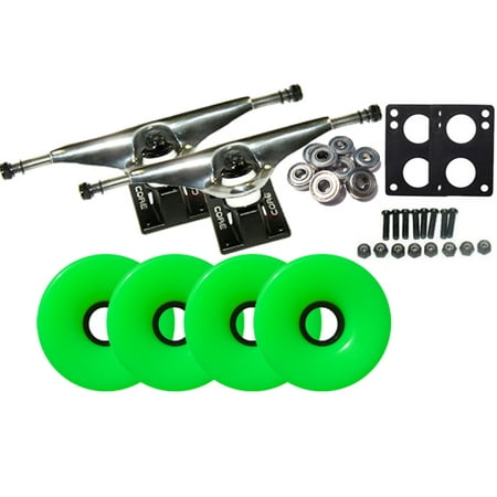 Skateboard Truck Parts - 6.0 LONGBOARD Skateboard TRUCKS WHEELS Package 76mm GREEN