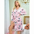 thumbnail image 5 of Womens Iniber Plush Robes, Womens Robe Long, Fuzzy Soft Warm Fleece Hooded Bathrobe Pink Heart XL, 5 of 9