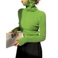 thumbnail image 4 of Women Sweaters Women Turtleneck Ribbed Knit Sweater Top Thumb Hole Long Sleeve Mock Neck Solid Slim Fit Casual Knitted Jumper Sweaters, 4 of 5