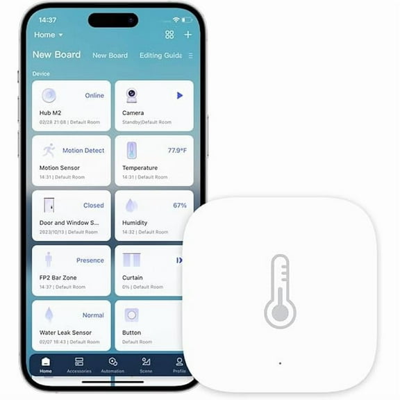 ZLC Zigbee Temperature and Humidity Sensor, Wireless Thermometer Hygrometer for Home Automation, Remote Monitoring, Requires Hub (not 3rd-Party), Compatible with Apple HomeKit, Alexa, IFTTT