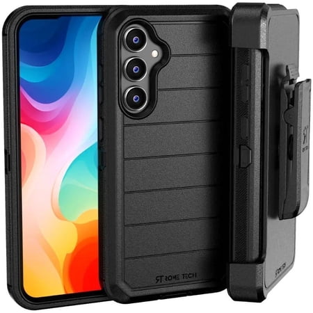 Defender Case for Samsung Galaxy S23 FE with Belt Clip, Kickstand, Screen Protector, Black