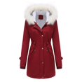 thumbnail image 2 of Winter Coats for Women Detachable Hooded Long Sleeve Coat Winter Warm Trench Outerwear Thermal Lined Jacket Fashionable Elegant Casual Winter Jackets for Women, 2 of 7
