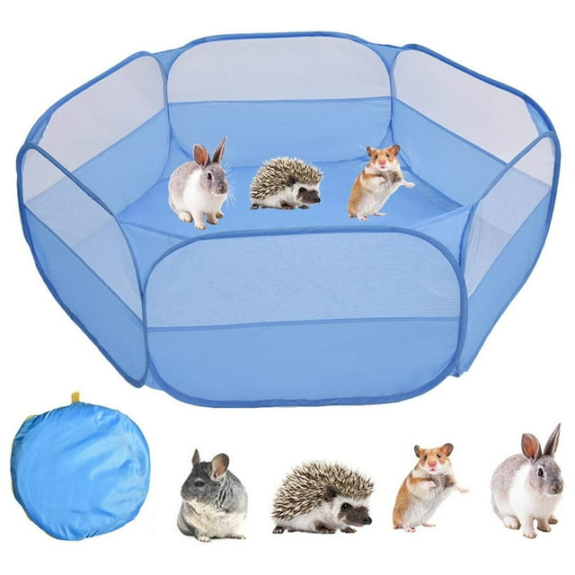 Small Animals Cage Tent, Breathable & Transparent Pet Playpen Foldable Waterproof Bottom Outdoor