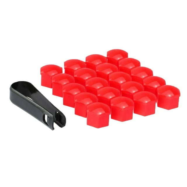 jinwen Pack Vehicle Wheel Nut Cover 19mm Hexagonal Protectors with Removal Tool Red