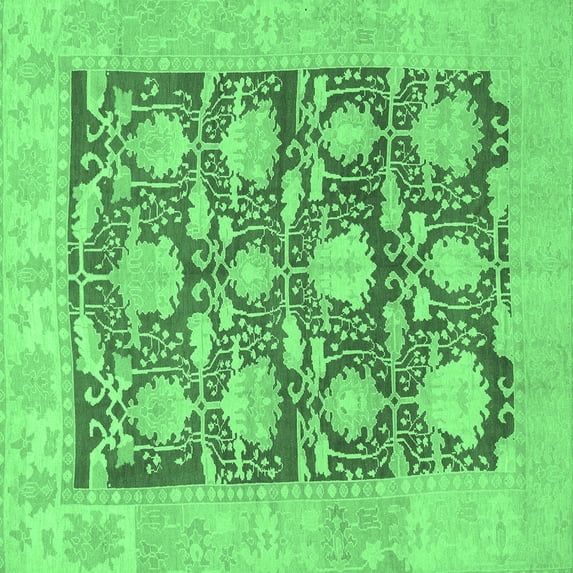 Ahgly Company Indoor Square Abstract Emerald Green Modern Area Rugs, 5' Square