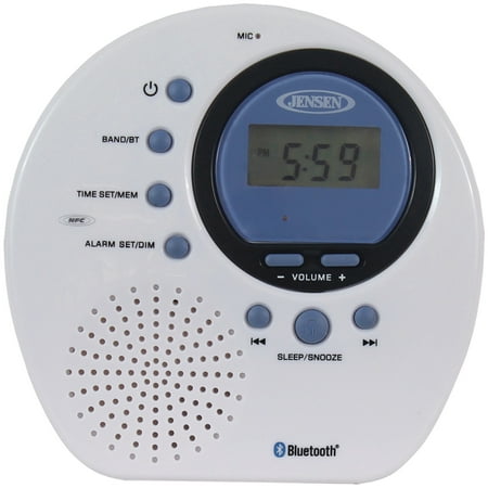 JENSEN JWM-160 Water-Resistant Digital AM/FM Bluetooth Shower Clock