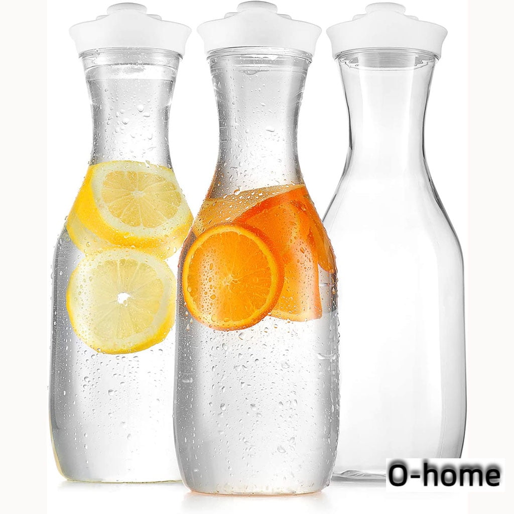  8 Pack Large Carafe Pitchers - 1 liter, Narrow-Neck and  Easy-Grip Water, Wine & Juice Carafes with Sturdy Screw-on Lids, Great for  Mimosa Bar - by Lendra : Home & Kitchen