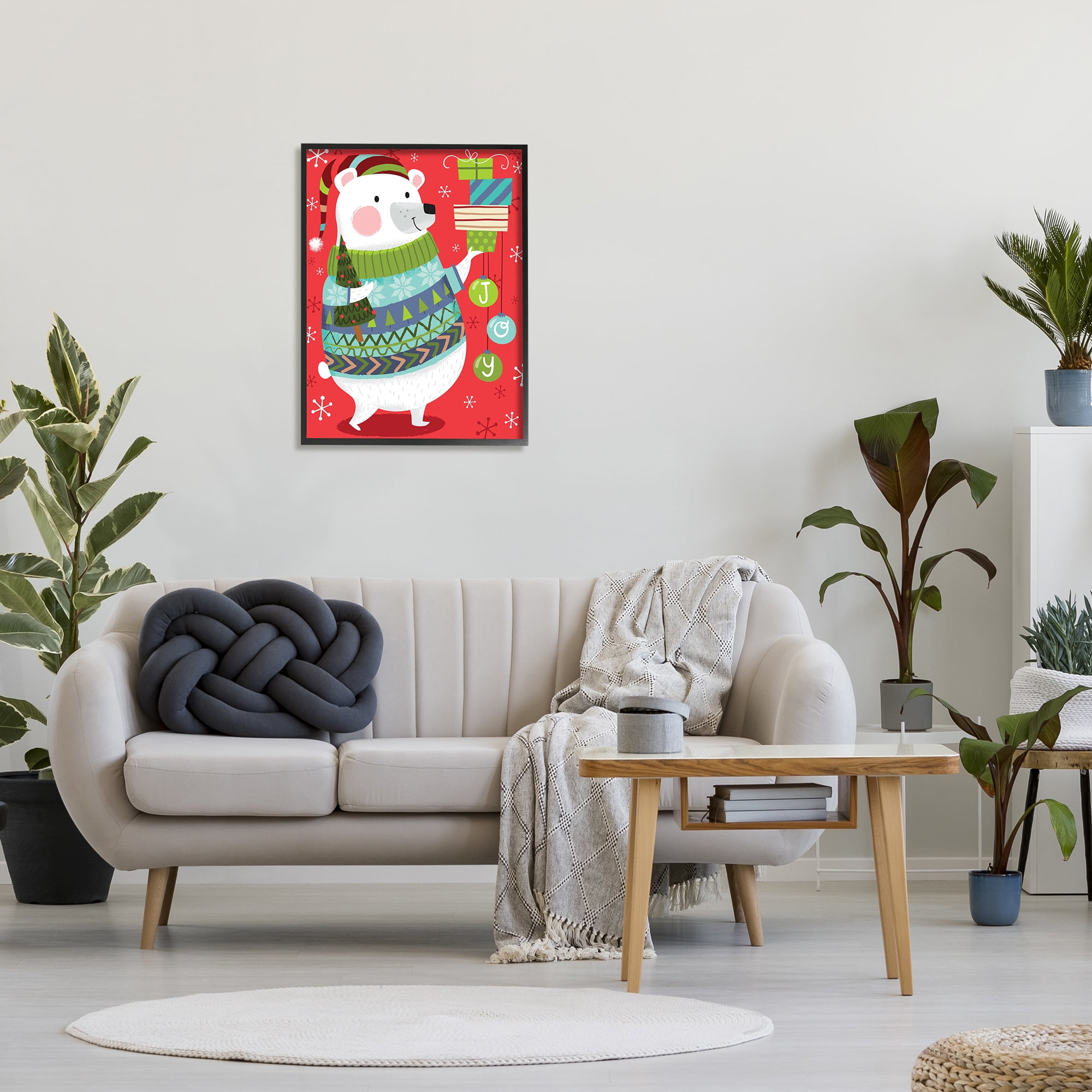 Stupell Industries Polar Bear Festive Argyle Sweater Christmas Gifts, 24 x 30, Design by Arrolynn Weiderhold