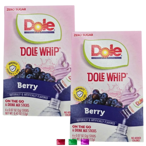 Dole Whip Berry Drink Mix Sticks (2 Boxes, 12 Total Single-Serve Packets) Zero Sugar Powdered Drink for Water Bottles Tumblers Summer Refreshment w/ Snoep in Beperkte Oplage