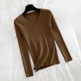 thumbnail image 4 of Vynhevius Women's V Neck Sweater Long Sleeve Ribbed Solid Slim Fit Stretchy Casual Layer Knit Tops, 4 of 5