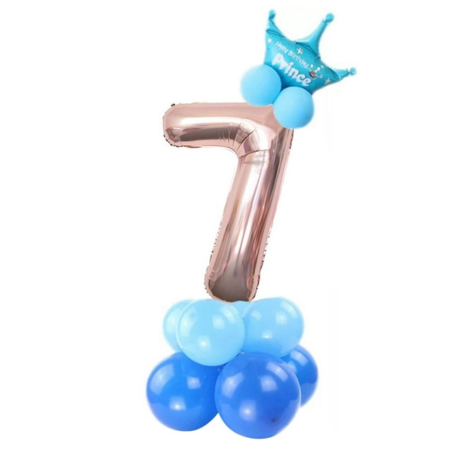Inteprter 32 pulgadas 1 2 3 4 5 6 7 8 9 de dígitos de oro rosa globos de papel de aluminio boda cumpleaños Baby Shower fiesta decoración Kits de decoración para fiestas azul Numero 7 Inteprter HA002851-18