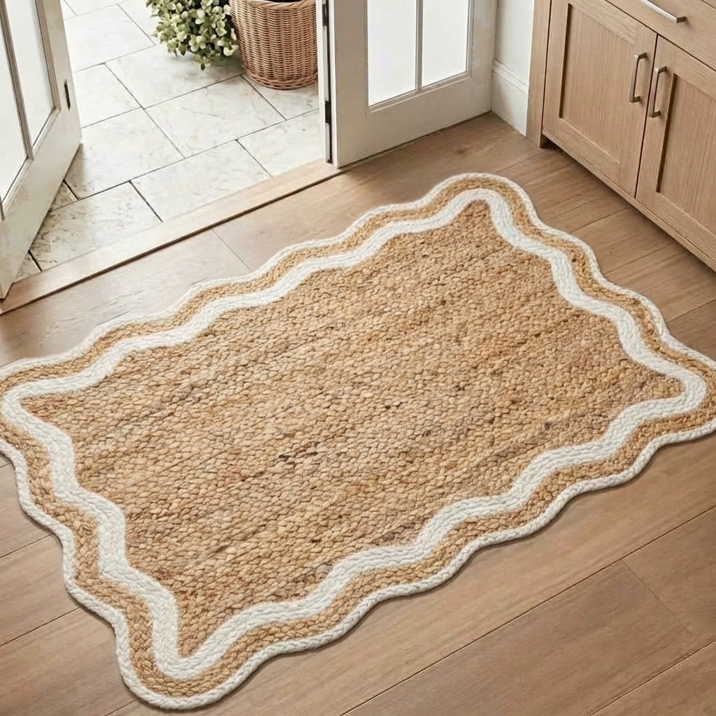 Harlow Hill Teni Braided Jute 2' x 3' Ivory/Natural Bordered Performance Indoor Area Rug