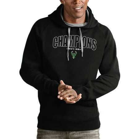 Men's Antigua Black Milwaukee Bucks 2021 NBA Finals Champions Victory Pullover Hoodie