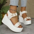 thumbnail image 7 of THDHVS Wedge Sandals for Women,Womens Sandals,Women's Fashion Casual One-Line Buckle Spring and Summer Wedge Heel Thick Bottom Fish Mouth Sandals White 6, 7 of 7