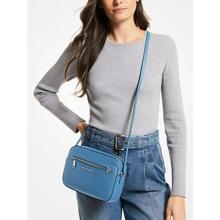 Michael Kors Women's Leather Jet Set Crossbody Bag ,Blue Michael Kors Women's Leather Jet Set Crossbody Bag ,Blue