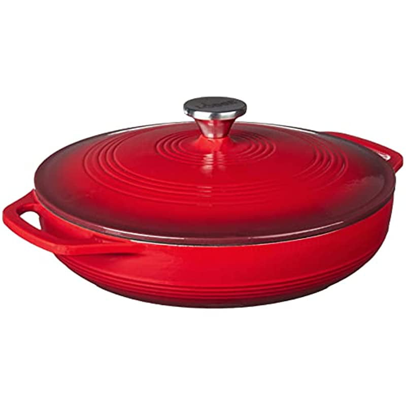 Lodge 3.6 Quart Cast Iron Casserole Pan. Red Enamel Cast Iron Casserole  Dish with Dual Handles and Lid (Island Spice Red)