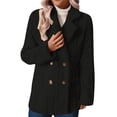 thumbnail image 1 of Abrigo de Felpa para Mujer, Cómodo, Informal, Cálido, con Cuello de Traje, Cruzado, Medio. Negro XL, 1 of 8