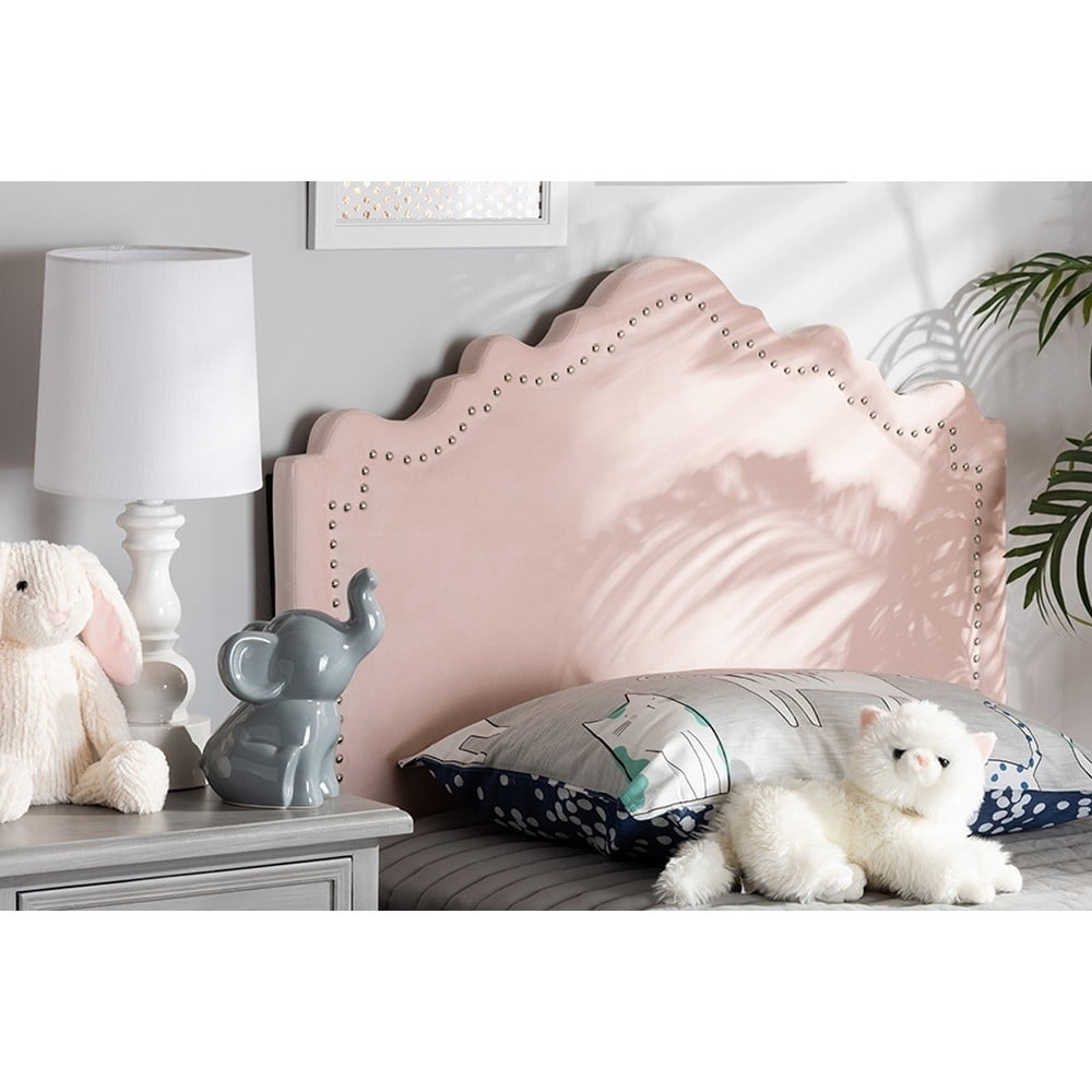 Baxton Studio Nadeen Contemporary Velvet Twin Headboard in Light Pink