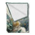 thumbnail image 2 of Ambesonne Eucalyptus Leaves Fleece Throw Blanket Rhombus Clouds 70"x90" Grey Teal Earth Yellow, 2 of 5