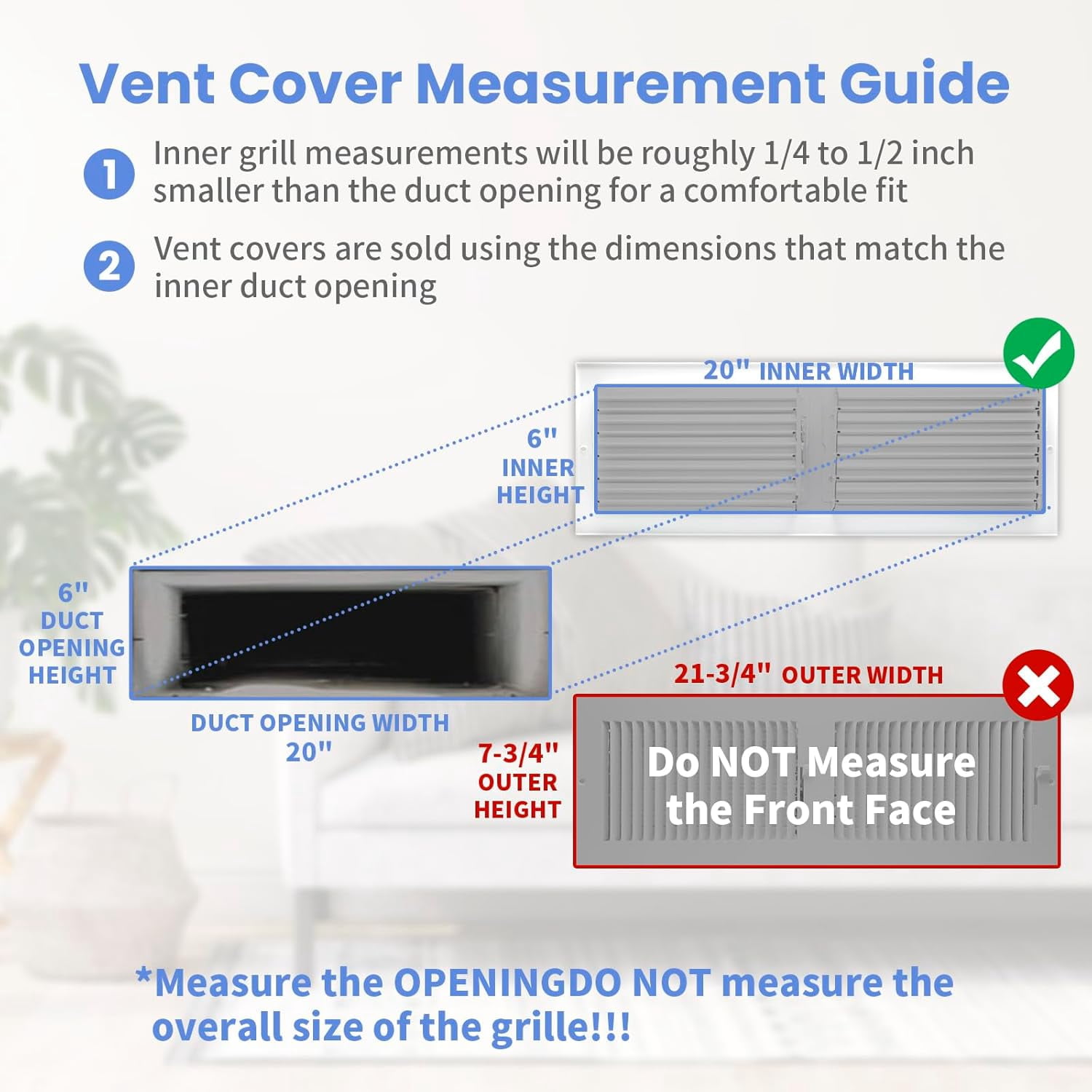12 x 8 Inch [Duct Opening] Air Vent Covers for Wall or Ceiling - High Airflow 2 Way Steel Ventilation - Adjustable Wall/Ceiling Register, 13-3/4 Inch x 9-3/4 Inch [Overall Dimensions]