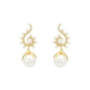 Latelita Poseidon Dangle Earrings 18ct Gold Plated Sterling Silver Dangle Natural Gemstone Freshwater Cultured Pearl Round Baroque Pearl White Cubic Zirconia Gold Bridal & Wedding Jewellery June