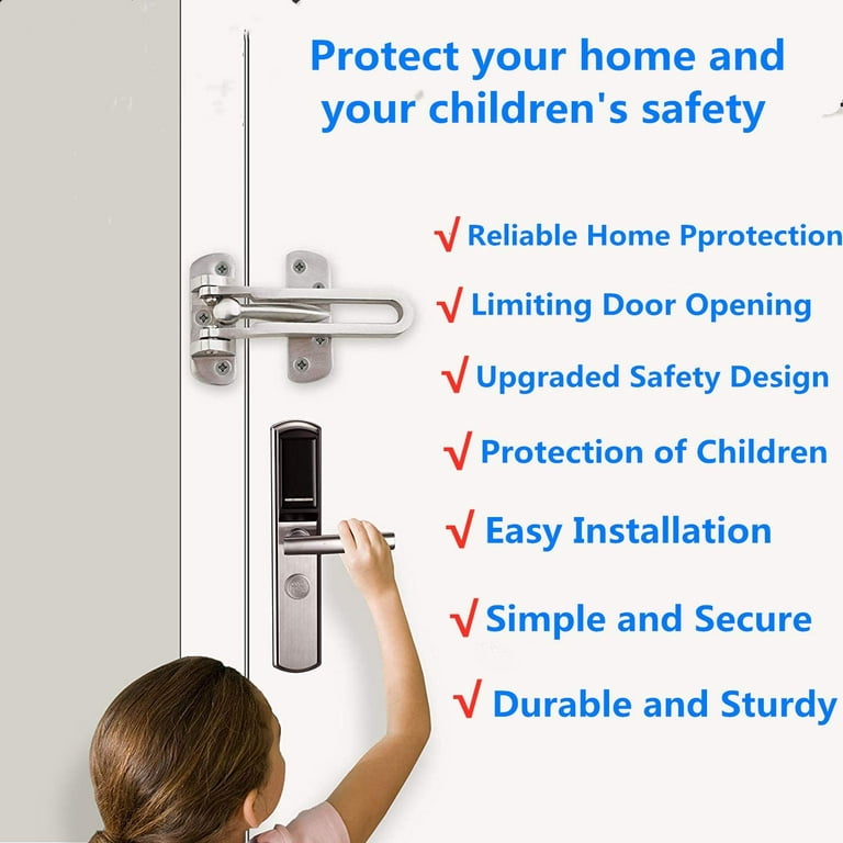 Home Security Door Lock, 2 Pack Latch Guard Clasp Front Door Locks For  Kids, Home Reinforcement Lock For Swing-in Doors, Hotel Door Latches,  Thicken S