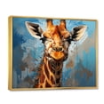 thumbnail image 2 of Designart "Animal Cobalt Giraffe composition" Animals Floater Framed Canvas Wall Art, 2 of 7