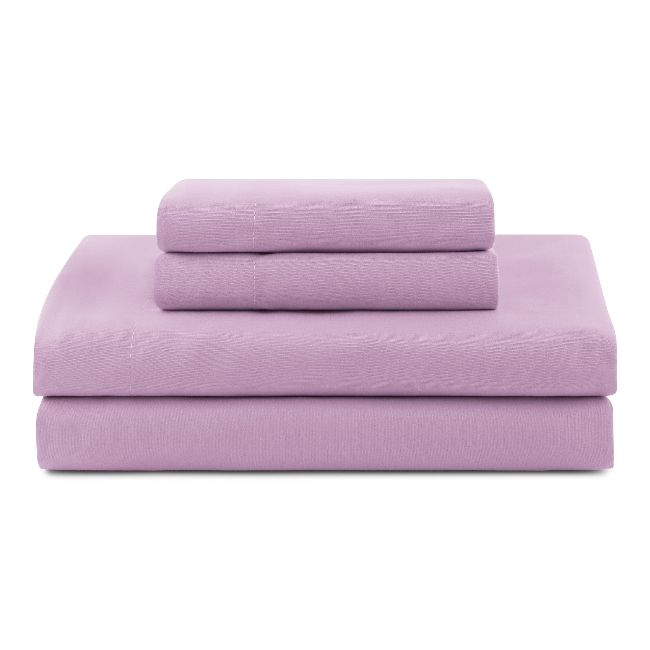 Mainstays All in One Reversible Comforter and Sheet set- 7 Piece, King, Purple and White Stripe