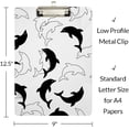 thumbnail image 4 of GZHJMY Black and White Dolphin Clipboard Classrooms Office Clipboard A4 Standard Letter Size 9" x 12.5" with Low Profile Metal Clip Decorative Clip Boards for Teachers, 4 of 6