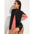 thumbnail image 5 of Charmo Women Color Blocked Swim Shirts Long Sleeve Rash Guard UPF 50+ UV Swimsuit Top, 5 of 7