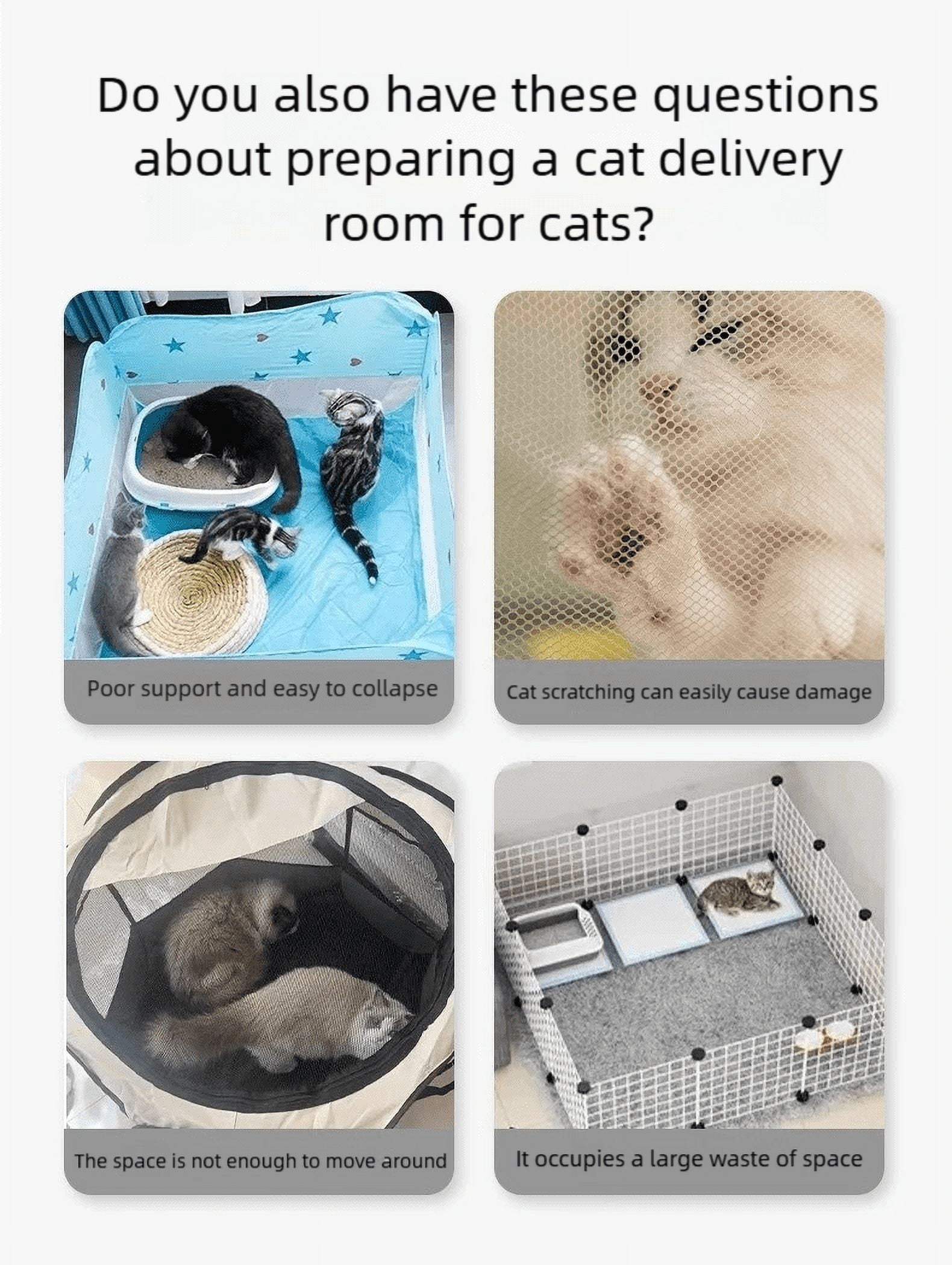 Cat Whelping Box - Foldable Birthing Tent for Feline Maternity, 360° View, Durable Oxford Fabric,  Ideal for Cat Labor, Nursing, Kitten Care
