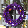 thumbnail image 6 of Tcbosik 24 inch Black Christmas Wreath, Pre-lit Artificial Halloween Wreath with 50 Purple & Orange Lights and 100 PVC Tips, Holiday Decoration with Ball Ornaments for Indoor, Outdoor, Home, Party, 6 of 8