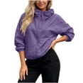 thumbnail image 2 of Snorda Womens Jacket Full Zip Windbreaker Jacket Long Sleeve Coat with Pockets Casual Loose Fits Solid Color Jackets For Fall Daily Outing Wear, 2 of 6