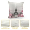 thumbnail image 4 of Nawypu  Eiffel Tower Throw Pillow Cover Gray and Pink Oil Painting for Paris Summer Gentle City Landscape Flower Roses and Leaf Fabric for Couch Bed Sofa Car Waist Cushion Cover, 4 of 5