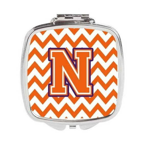 Carolines Treasures Letter N Chevron Orange & Regalia Compact Mirror - Orange & Regalia