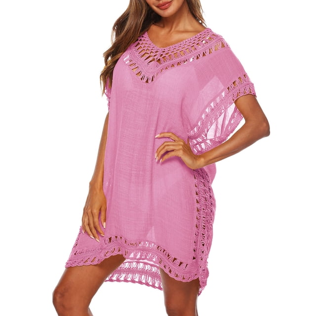 FhsagQ Camisoles et Débardeurs de Couverture pour Femmes avec Robe en Dentelle à Pois Intégrée pour Femmes Robe d'Été à Col en V Décontractée à Manches Courtes Robe en Chiffon Couverture Blanche pour Femmes Couverture en Soie pour Femmes Résille Taille Unique