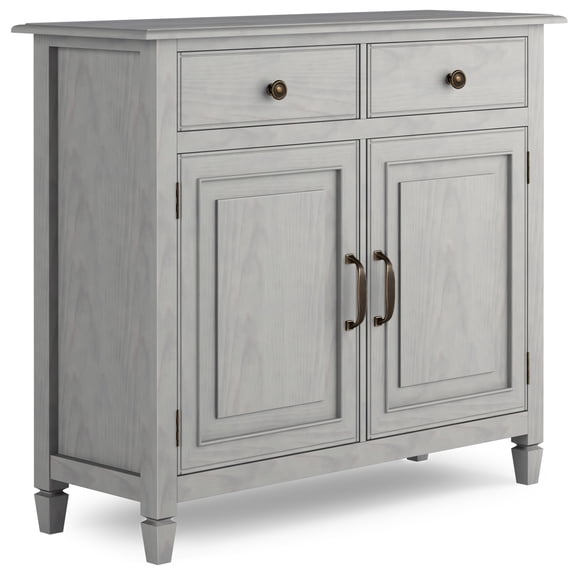 Simpli Home Connaught 40 inch Wide Solid Wood Traditional Entryway Storage Cabinet in Fog Grey