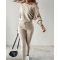 thumbnail image 6 of ZEFORTEX 2 Piece Lounge Outfit 2025 Long Sleeve Knit Pullover Tops Drawstring Pants Set Tracksuit Sweatsuit, 6 of 10