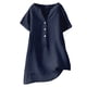 thumbnail image 1 of Gibobby Camisetas de verano para mujer Blusa holgada con botones, Tops, cuello manga sólida, camisa informal larga para mujer, blusa para mujer(Marina,CH), 1 of 4