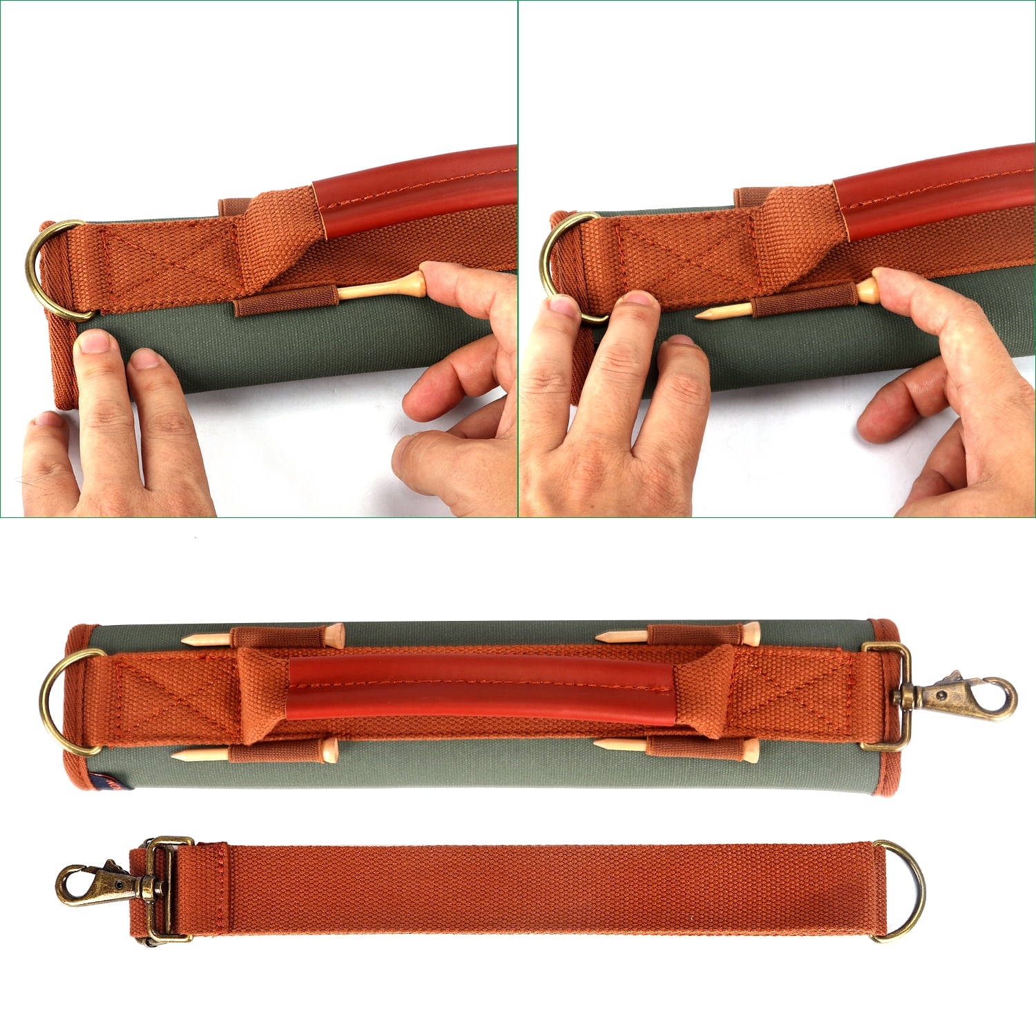 TOURBON Canvas Leather Portable Mini Golf Clubs Carry Bag with Shoulder Strap for Men Women Kids, Lightweight Driving Range Course Training Green