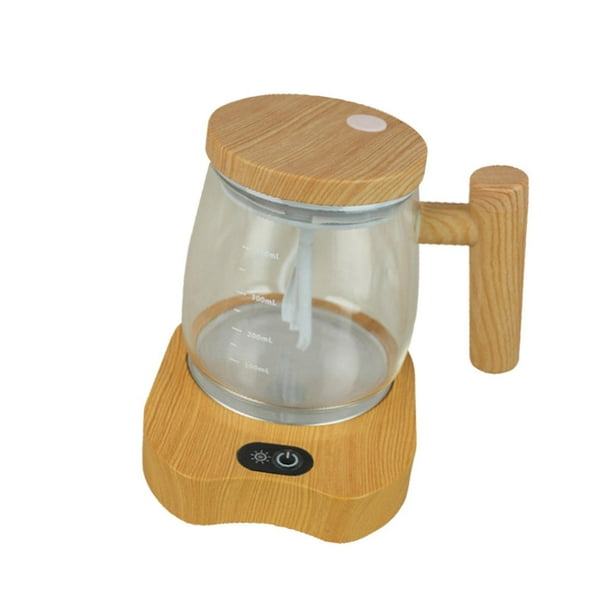 Taza automática de taza de agitación con tazas de batidora eléctrica portátil de alta velocidad más cálida para leche para té de café leche de té de Madera