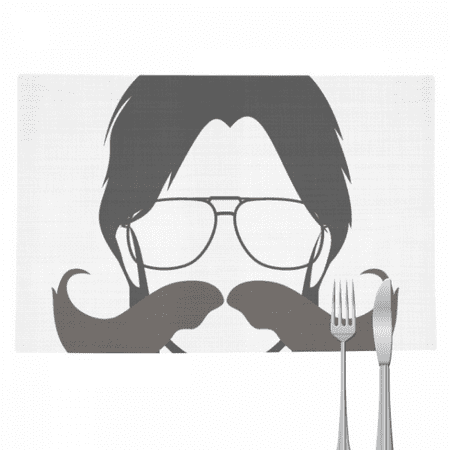 

Man Exaggerated Beard Art Deco Fashion Placemat Pad Kitchen Woven Heat Resistant Cushion Rectangle