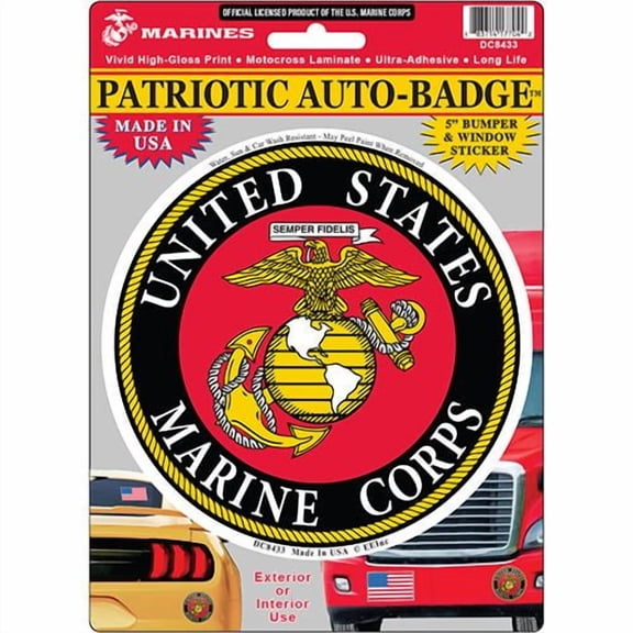 Eagle Emblems Inc US Marine Corps Sticker 5 Inch Exterior or Interior Use High Gloss Ultra Adhesive Sticker Made in USA