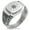 Silver, variant on Stainless Steel Nautical Wind Compass CZ Ribbed Needle Stripe Pattern Biker Style Polished Ring