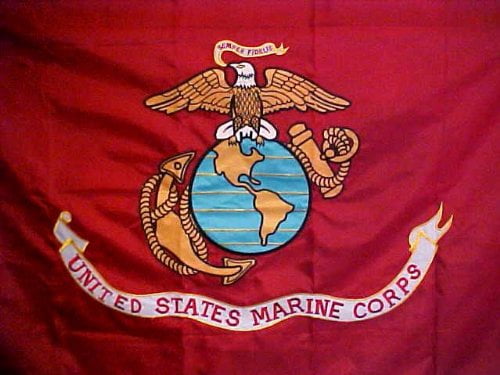 Lot of 5 3x5 Embroidered Marines Marine Corps USMC Double Sided Nylon Flag 